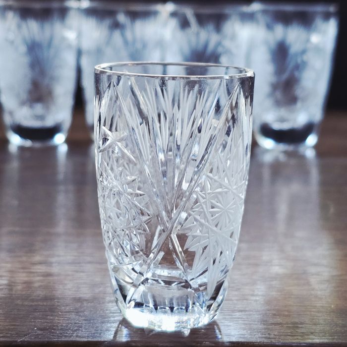 Kryształowe kieliszki do wódki 6 szt kryształy prl retro vintage