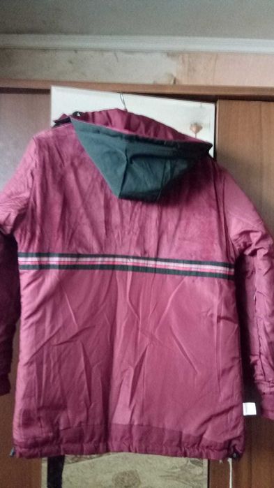 Куртка зимова чоловіча, поліестер, з капюшоном, бордова, розмір 50-52