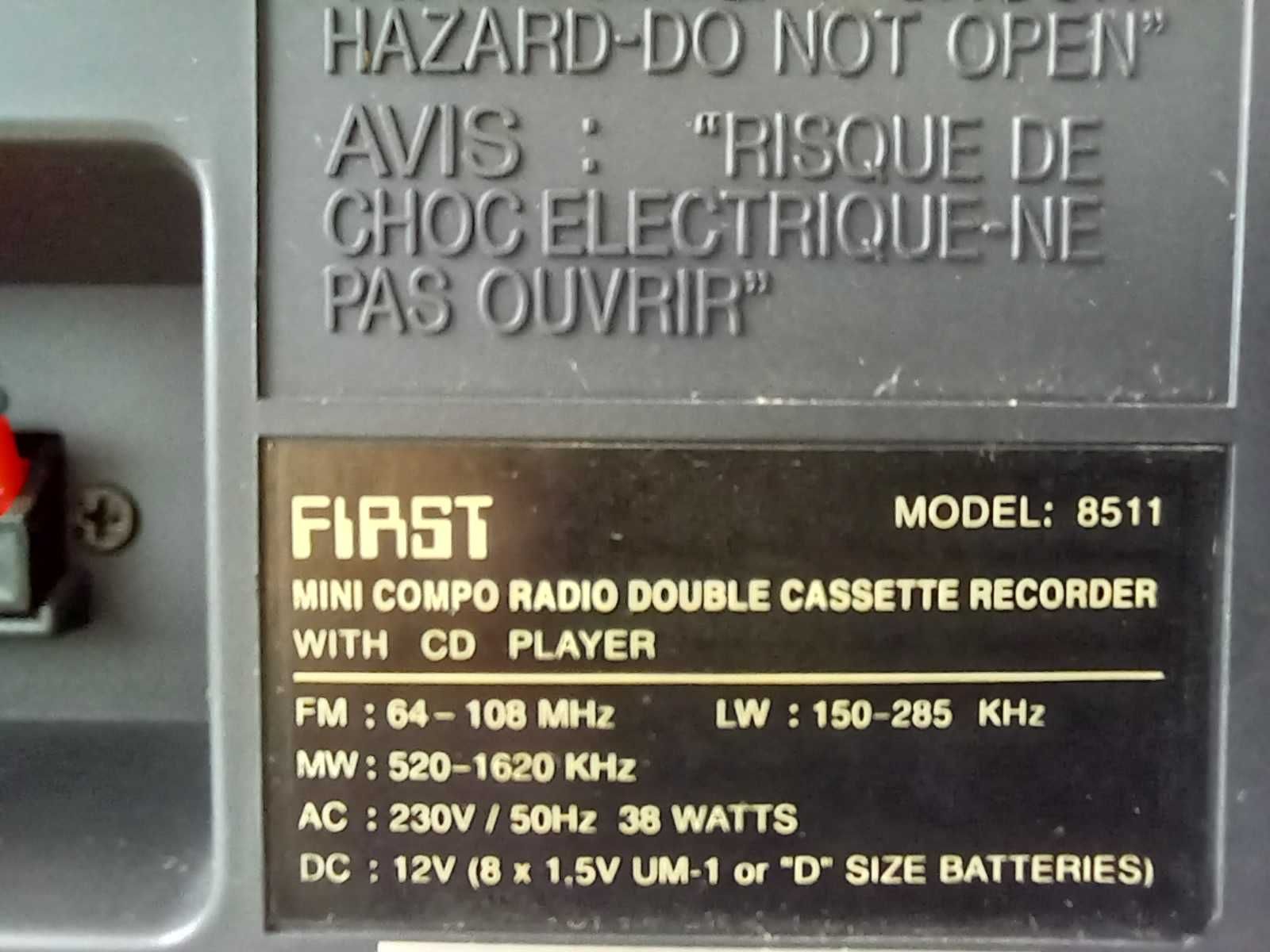 Wieża radio kaseciak CD wieża First model 8511