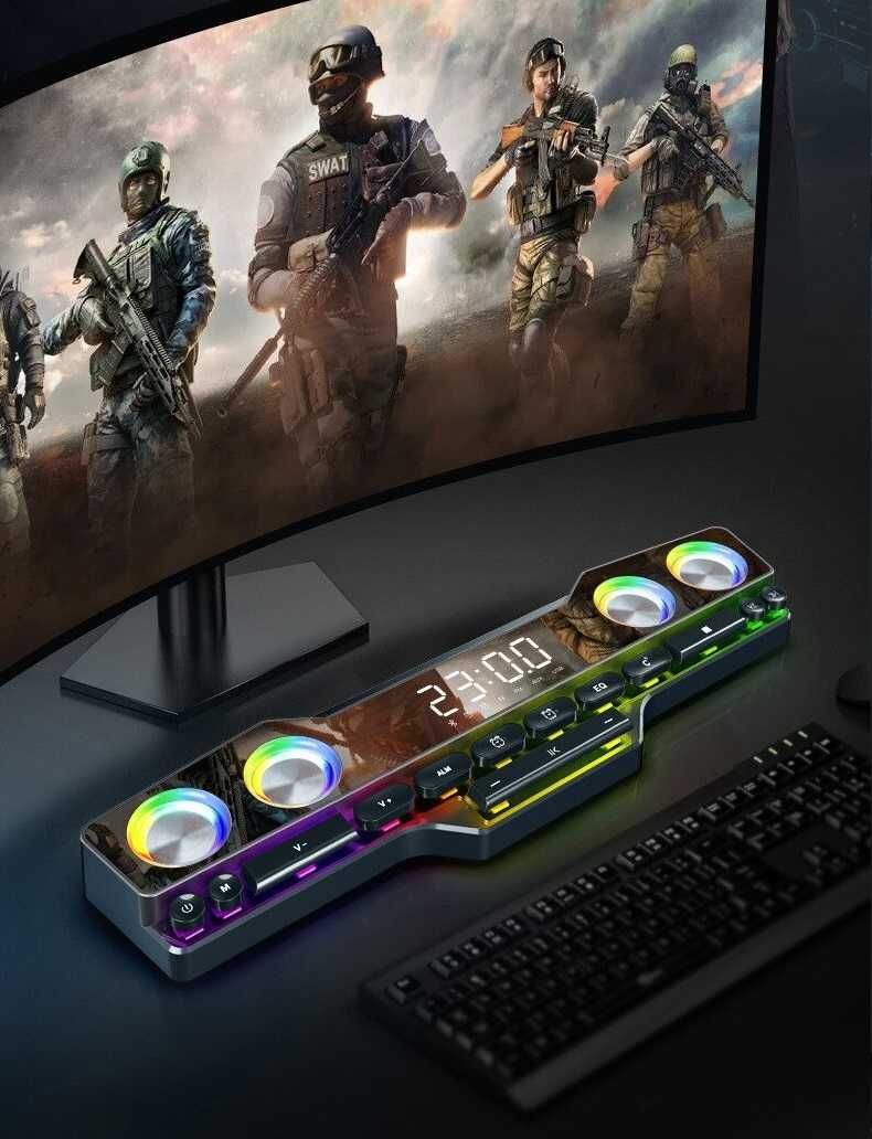 Głośnik Bezprzewodowy Bluetooth Gamingowy Soundbar RGB Radio Wyprzedaż