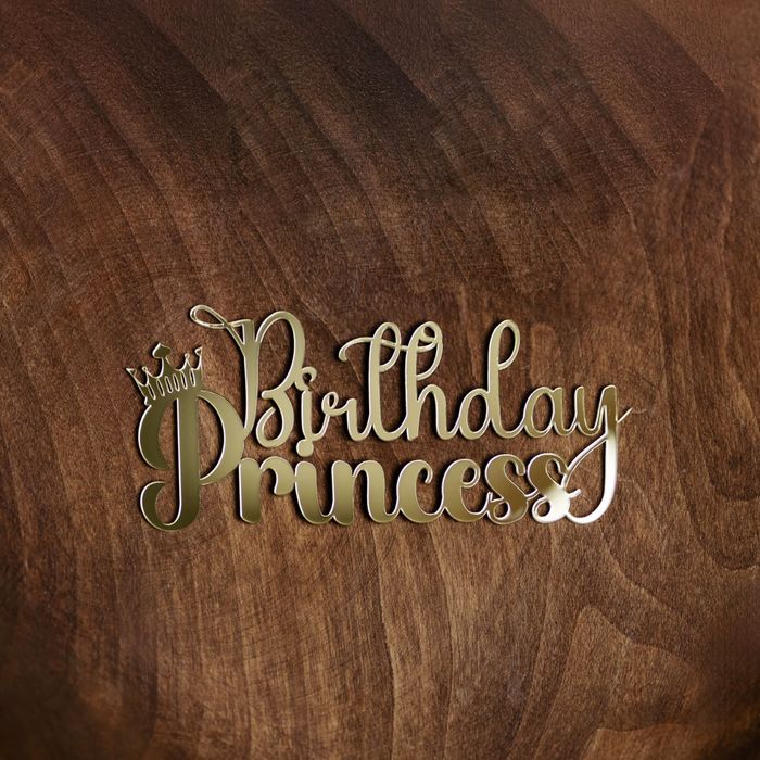 Toper na book tortu Urodzinowy Birthday Princess plexi złoty lustrzany