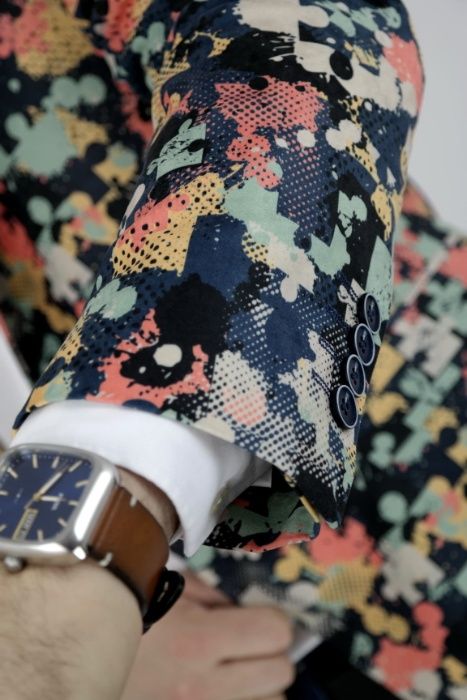 GIOVANNI PERA Marynarka męska D006 kolorowa puzzle 48 S