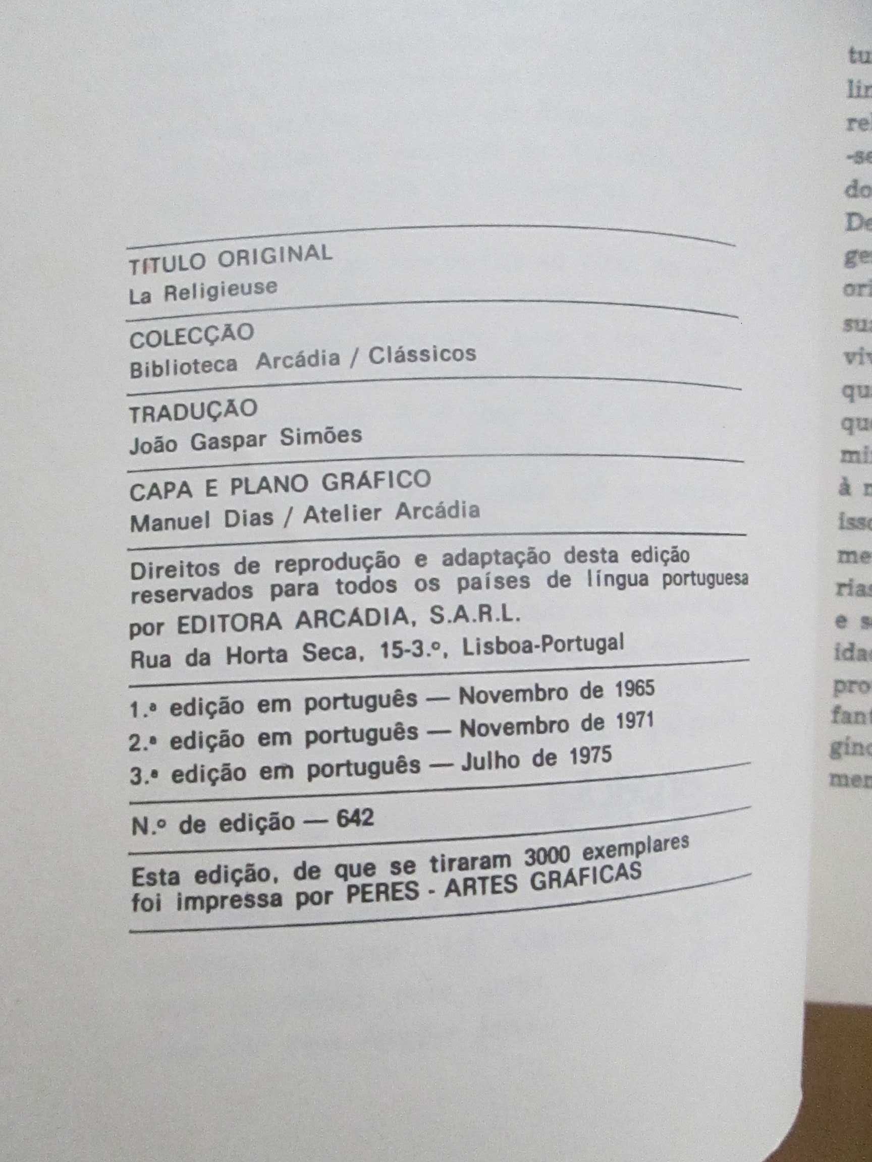 A Religiosa, de Diderot - tradução de João Gaspar Simões
