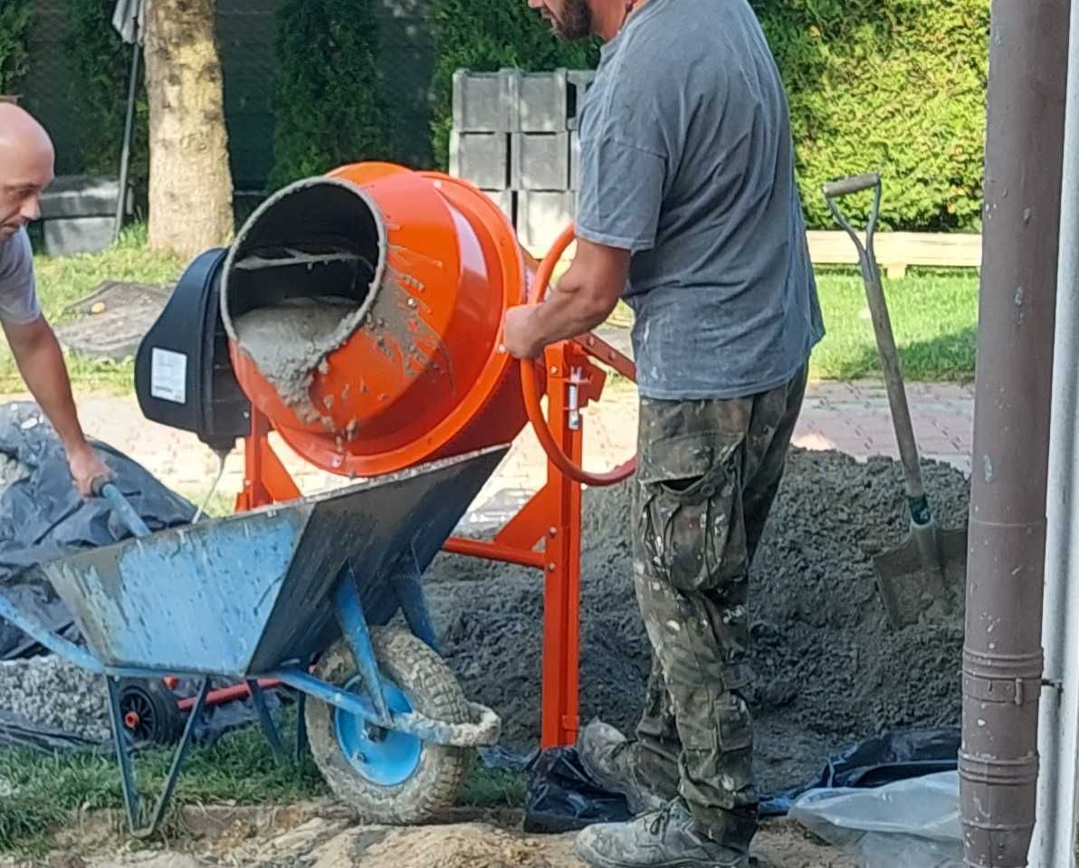 betoniarka wynajem pojemność zarobowa 100 l żeliwny wieniec beton