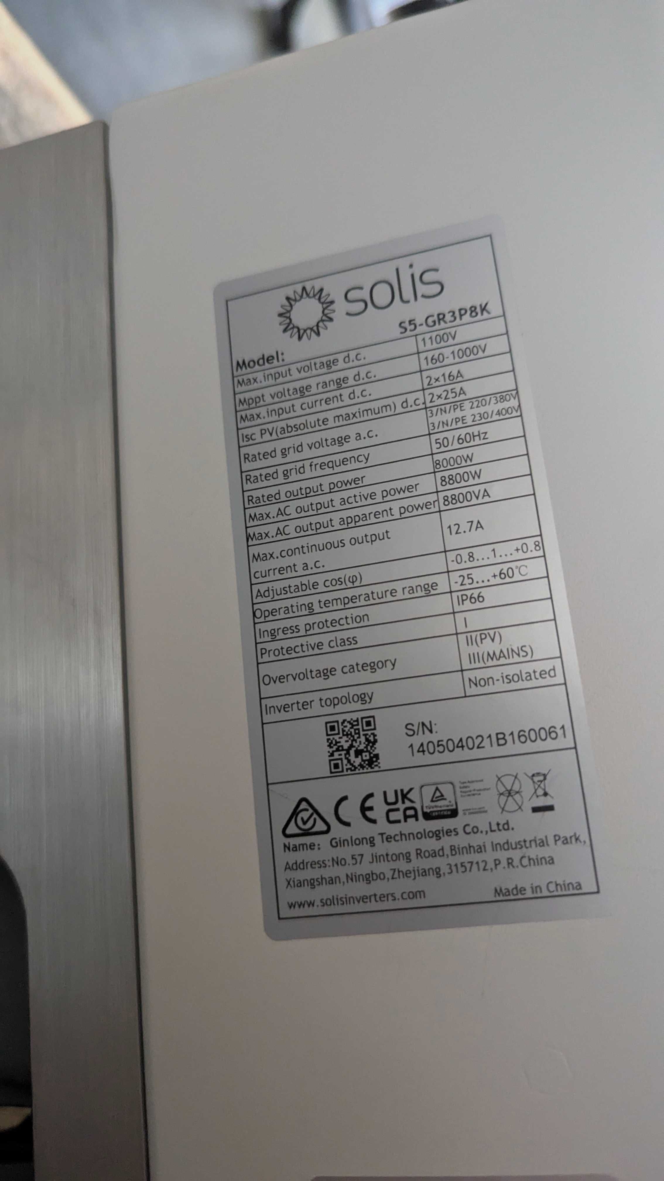 Falownik Solis S5-GR3P8K 8kW, 3-fazowy, 7 lat gwar., WiFi, jak nowy!