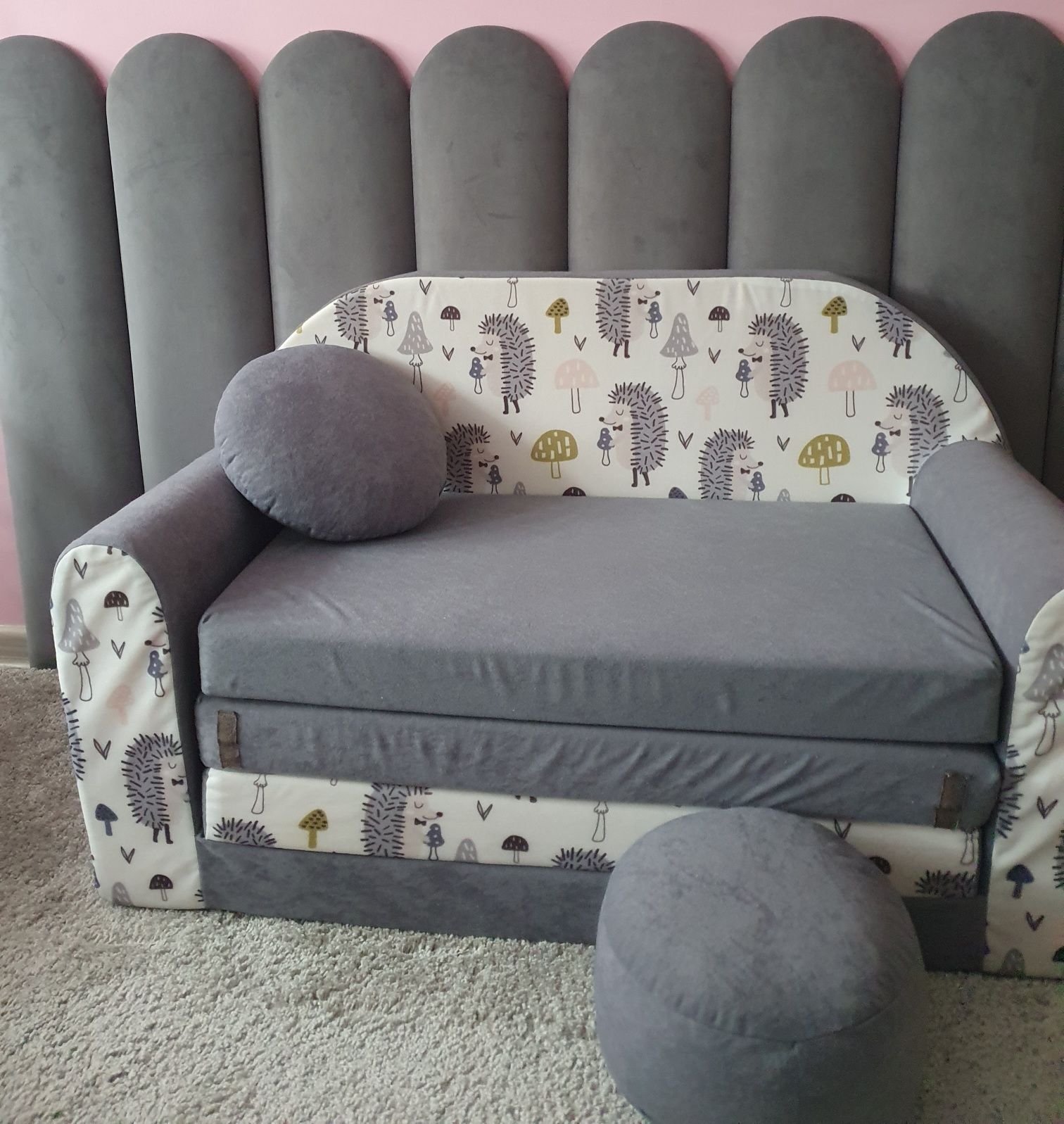 Sofa TUPPI SWM 98 x 168 cm welur odcienie szarości