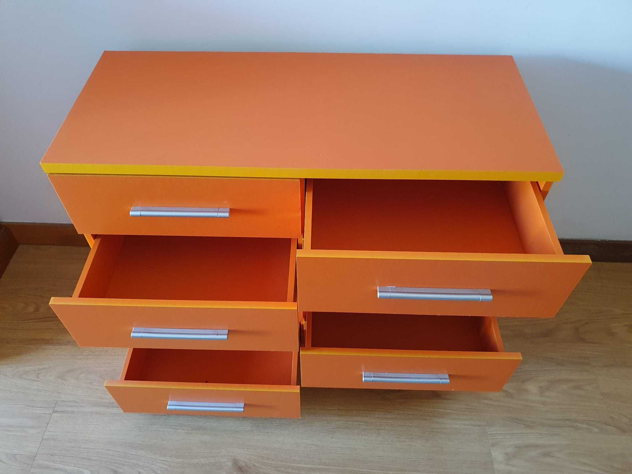 Cómoda de Quarto – 8 gavetas - cor de laranja