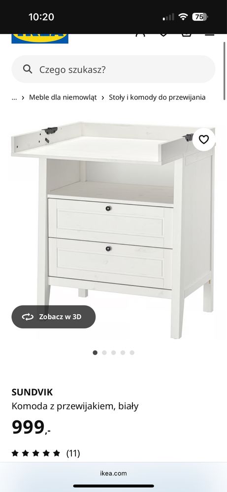 Komoda przewijaj ikea sundvik biala