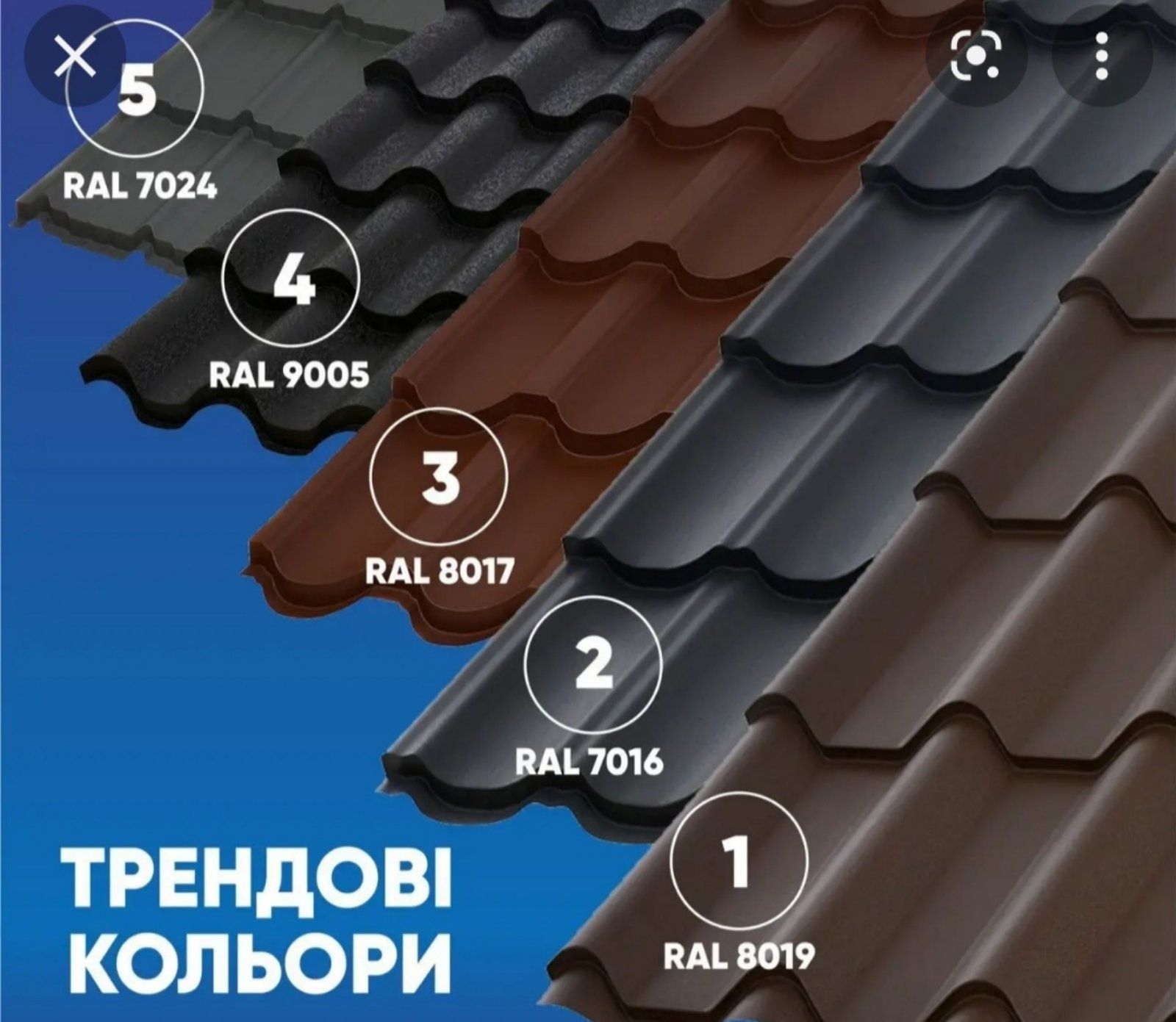 Металлочерепица, профнастил, водосток, комплектующие