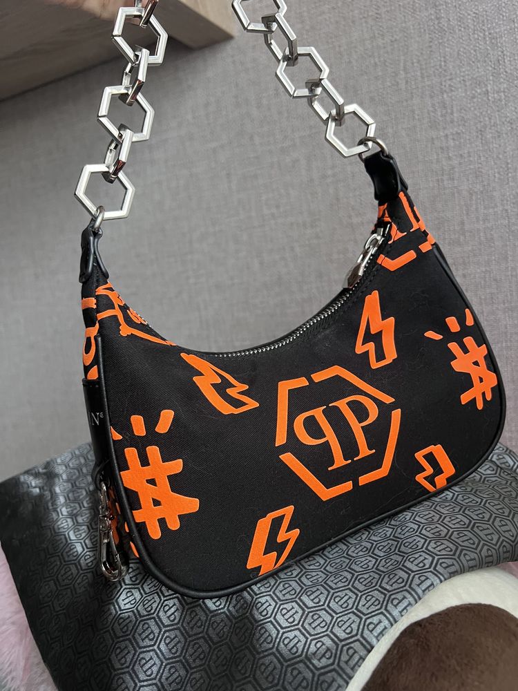 Philipp Plein torebka czarna logo torba