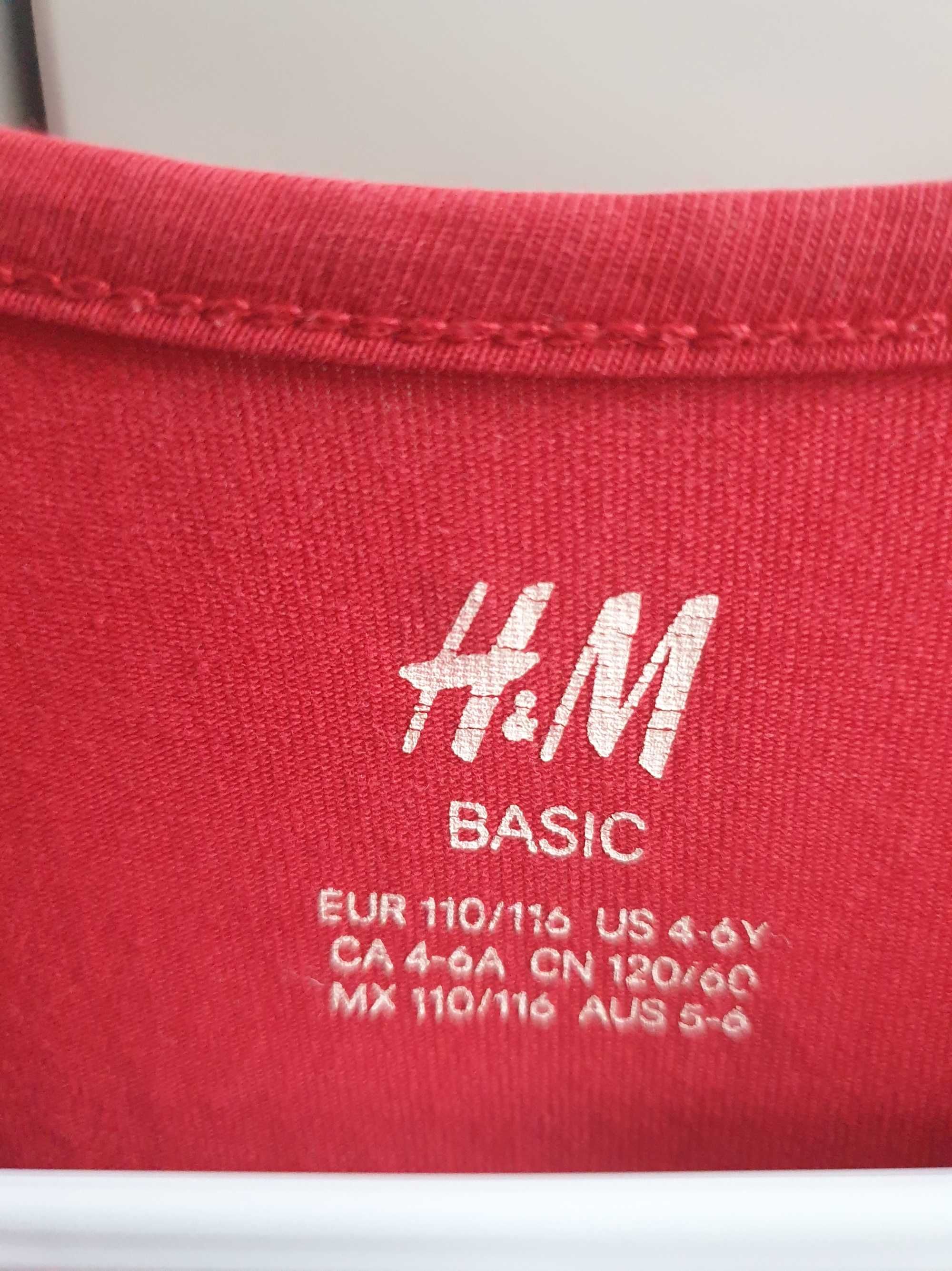 Czerwona sukienka w serduszka H&M swiateczna 110 116