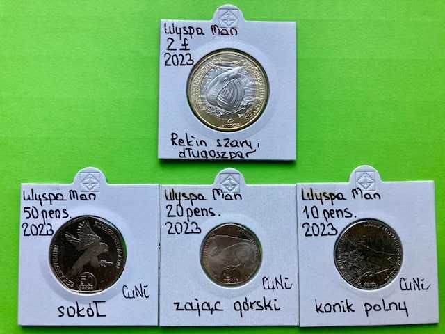 4 monety Wyspa Man 2023 - zwierzęta
