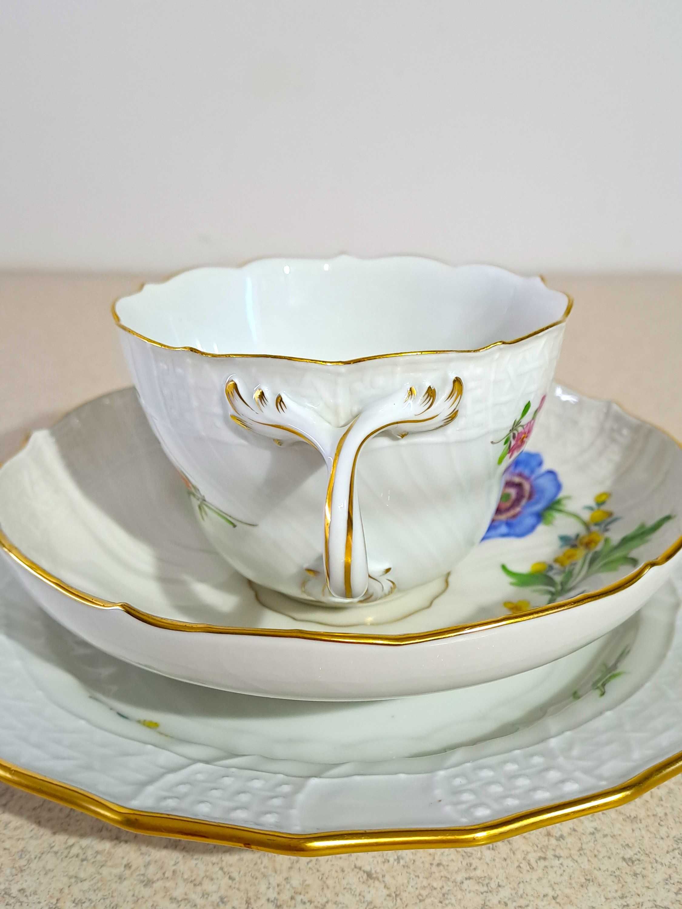 Serwis na 6 osób Meissen Miśnia 1852 - 1870 r. reliefy wytłoczenia
