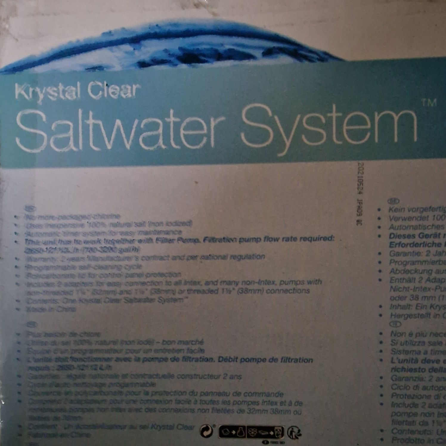 Sistema de cloração salina INTEX E.C.O 5 G/H