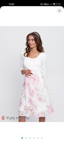 Платье для беременных и кормящих Юла Мама Scarlett L молочный с розовы