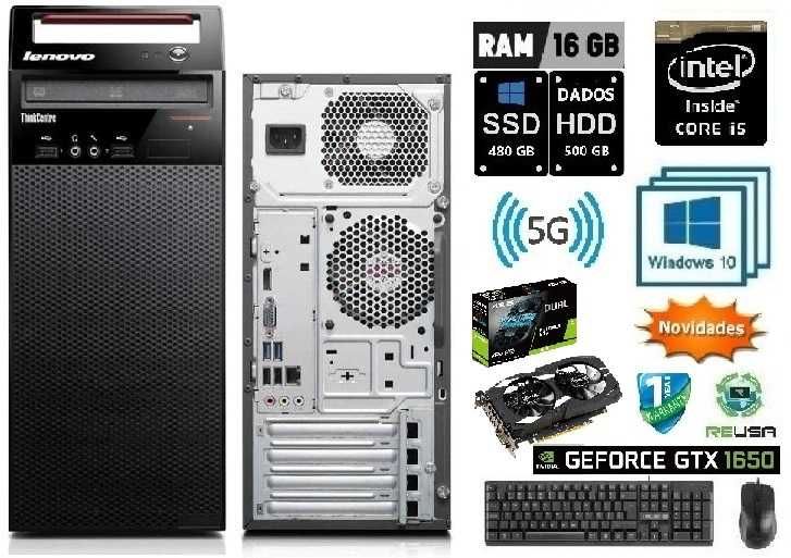 Pc-TORRE-STUDIO/EDIÇÃO E73-4ªGr.|I5-3.2G|16G|SSD+HDD|GTX1650-4G|5G|W11