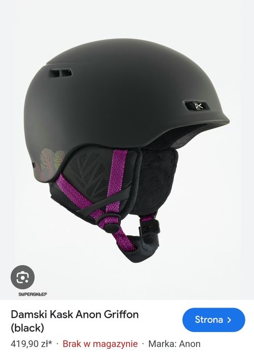 Kask Anon Grifion damski 52-55 snowboard narty gratis gogle