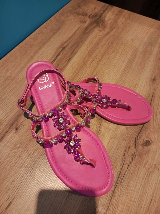 Japonki różowe r.40 nowe z diamencikami