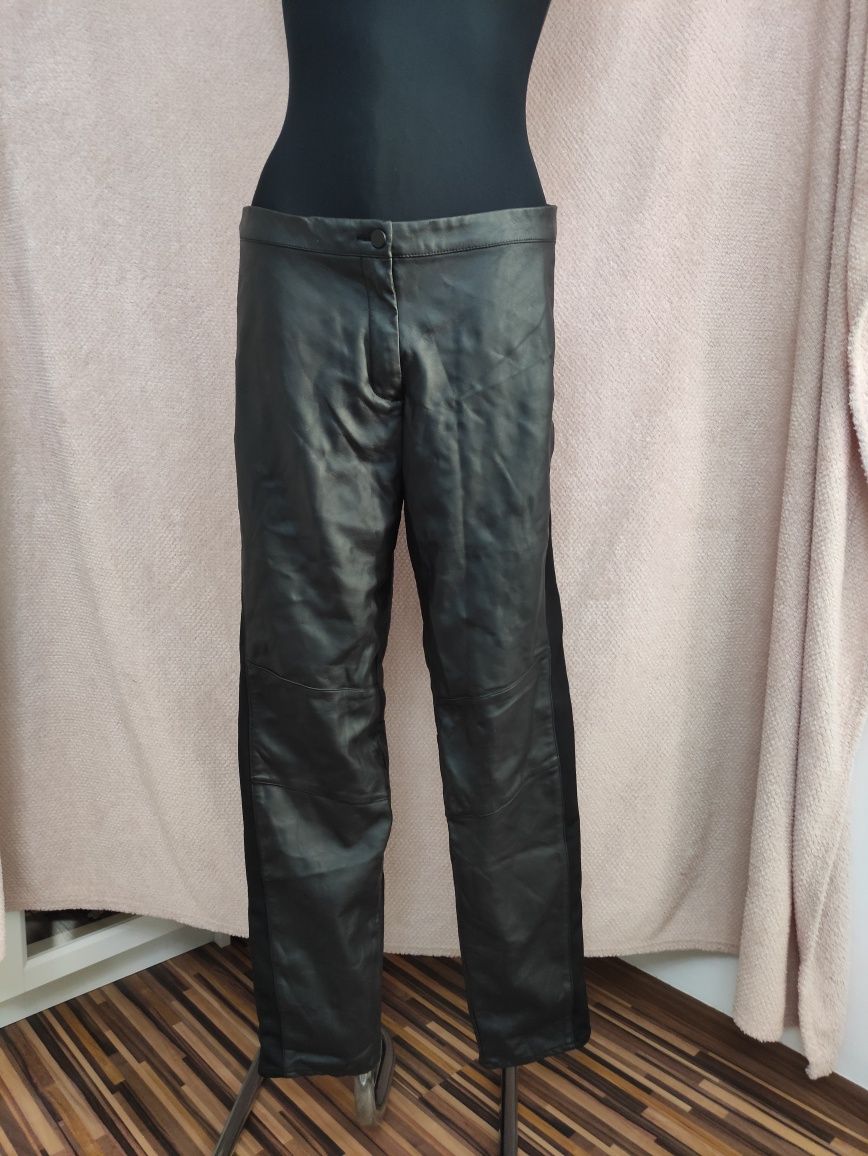 Spodnie damskie eko skóra dla puszystej elastyczne lampas H&M L 44 46