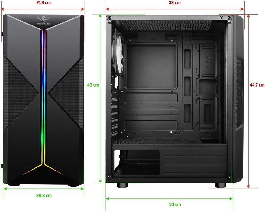 Obudowa Spirit Of Gamer Midi Tower ATX mATX ITX LED RGB
