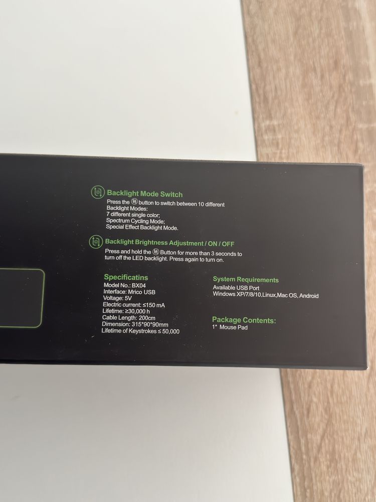 Gaming mousepad RGB
