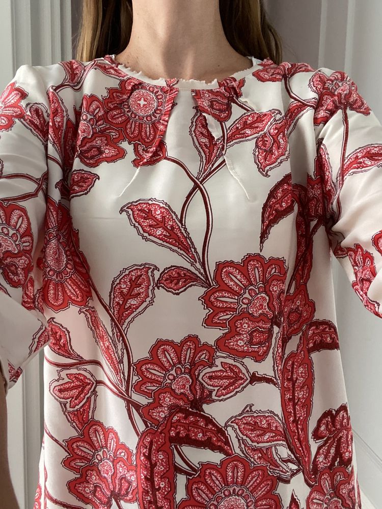 Mango Suit sukienka tunika kwiaty L czerwona