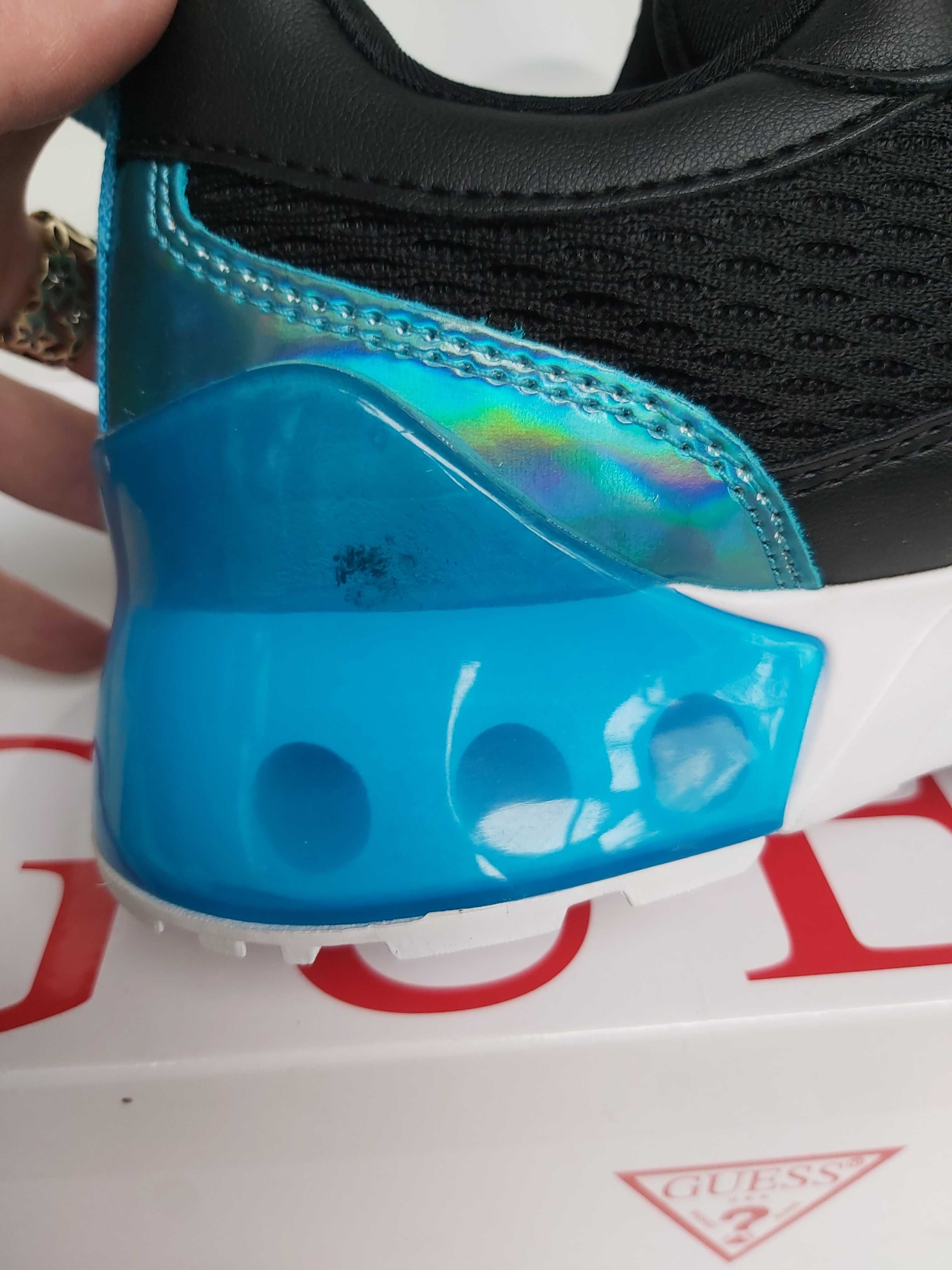 SP NOWE sneakersy niebieskie biale GUESS a361 platforma 38