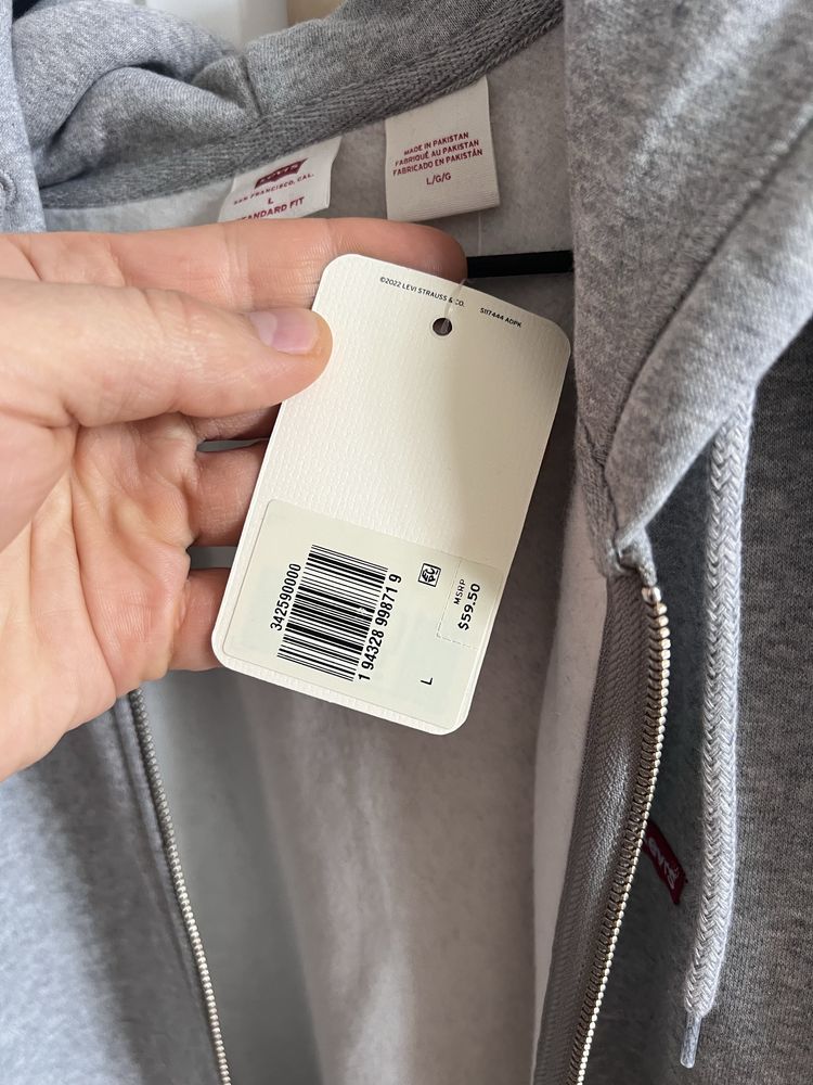 Оригінал ! Зіп худі Levi’s сіре та чорне