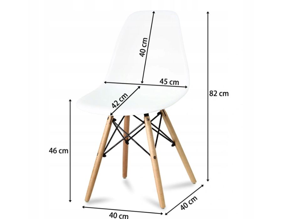4 x Krzesło skandynawskie do jadalni salonu kuchni białe