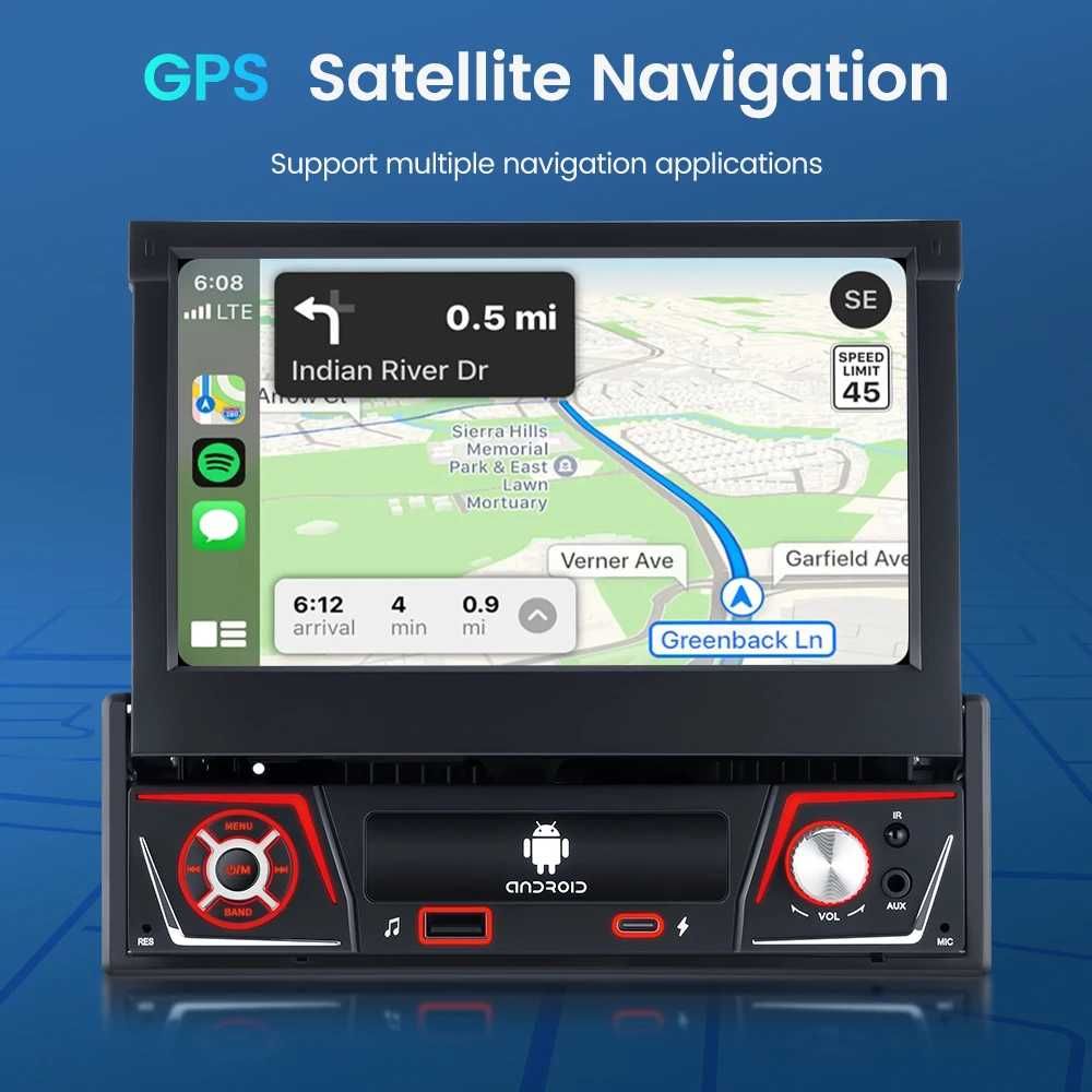 Мультимедійний плеєр 1 Din-стерео 7" Gearelec , CarPlay GPS.