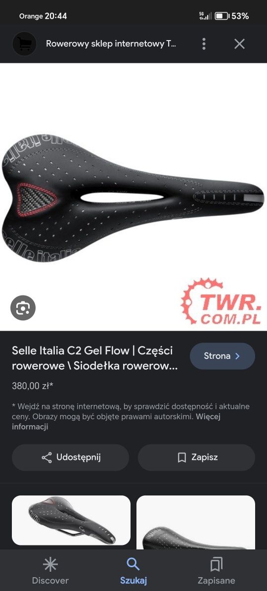 Siodełko siedzenie selle Italia GEL Flow c2 wygodne MTB GRAVEL TREKKIN