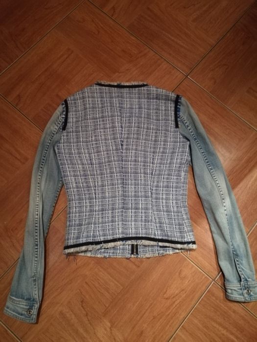 Stradivarius jeansowa tweed kurtka katana marynarka
