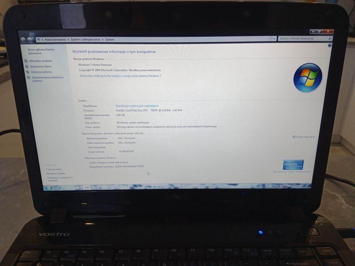 Dell Vostro 15" 250GB 4GB