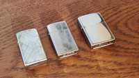 3 x Zippo. Slim 1963r . Slim 1969r. High polished chrome 1996r.