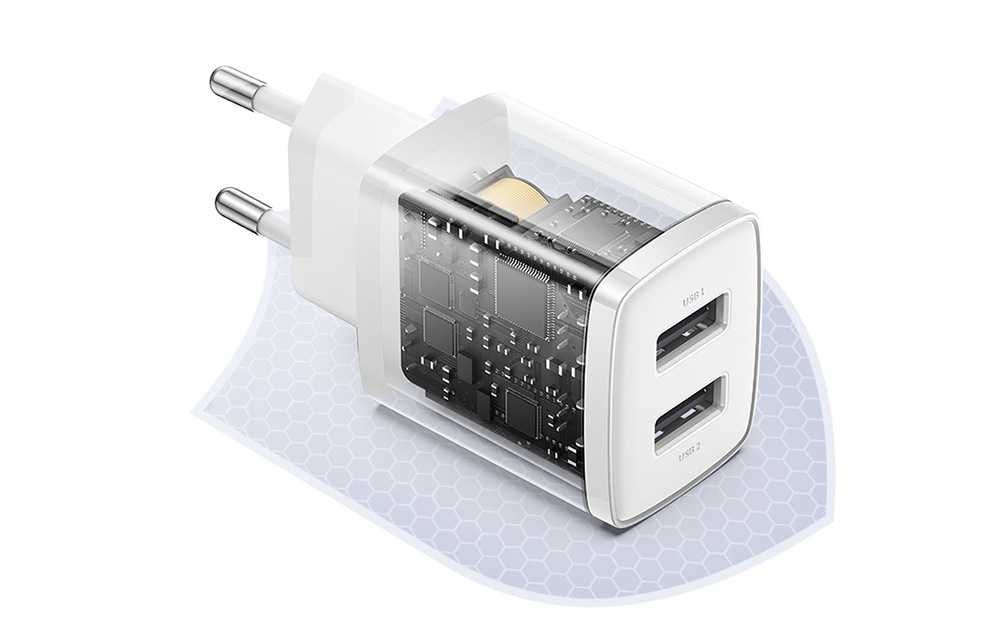 Baseus Compact Ładowarka Sieciowa 10,5W 2xUSB zdrowa dla baterii Wawa