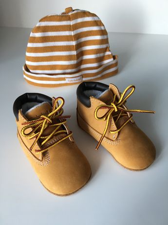 Buty niechodki Timberland r.17 karmelowe musztardowe skórzane i czapka