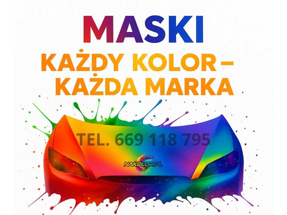Nowa maska samochodowa – każdy kolor, każda marka i model, wysyłka