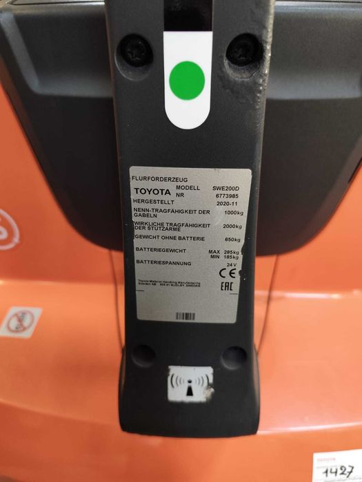 Stacker Empilhador p. paletes elétrico de 2020, Toyota, elevação 2.1m