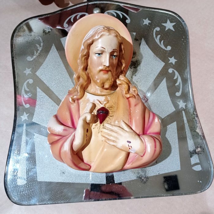 Jezus w lustrze w stylu art deco antyk