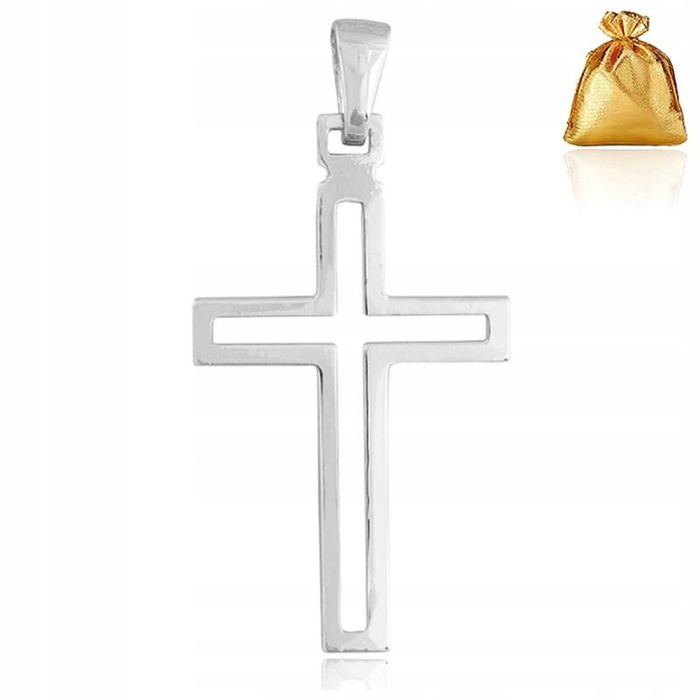 Srebrny Męski Krzyżyk Zawieszka Krzyż Chrześcijański Srebro 925 Na Pre