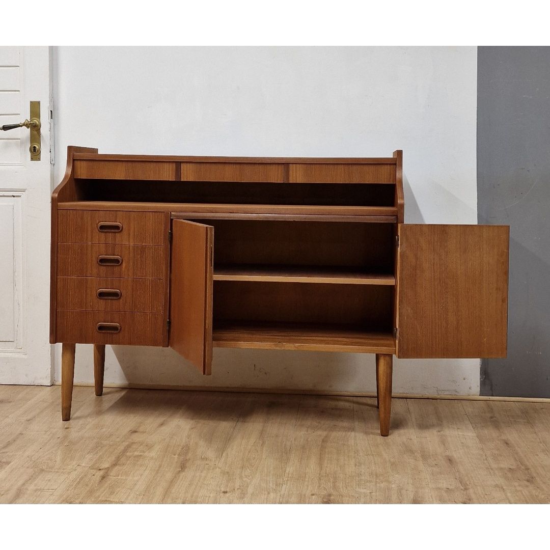 biurko sekretarzyk mid century modern skandynawski teak lata 60 Dania