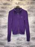 Sweter Kardigan Rozpinany Ralph Lauren Damski Warkocz Fioletowy
