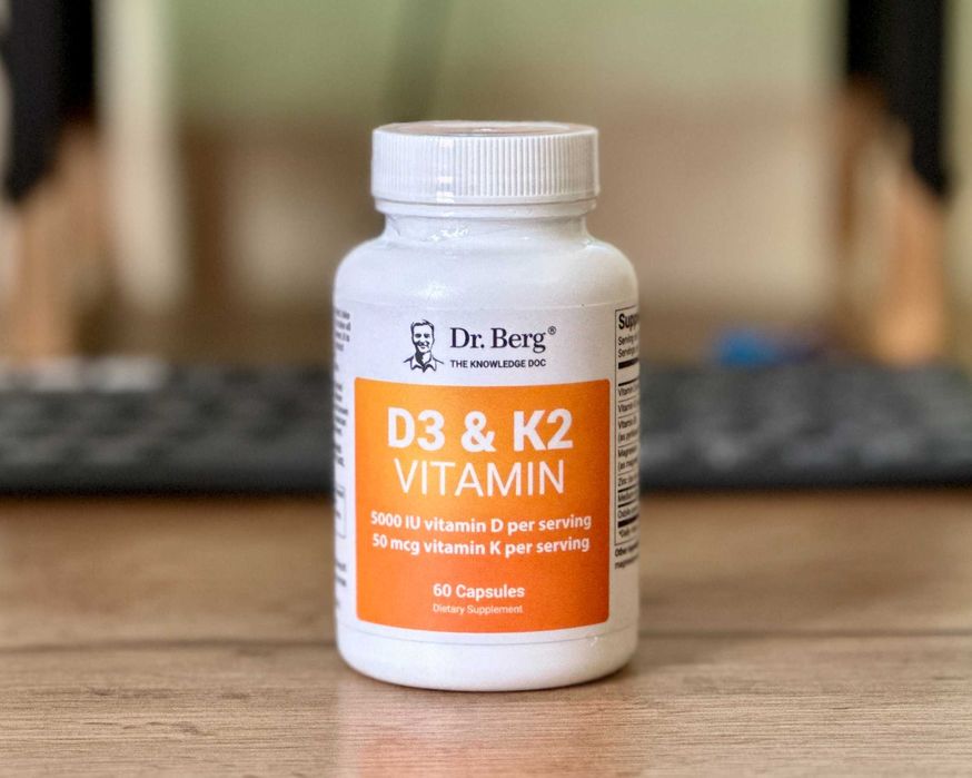 Вітамін Д 5000/10000 IU (D3 & K2, Zn, Mg, B6) Dr Berg, США Доктор Берг