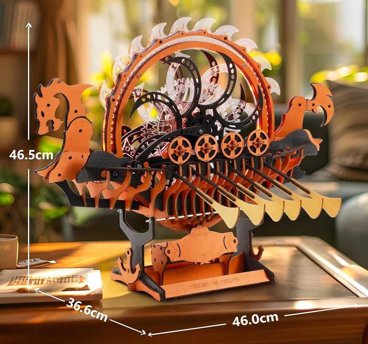 Drewniane Puzzle 3D Statek Wikingów ROKR Robotime Dragon Ship DIY