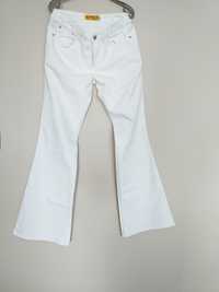 Białe spodnie jeansy dzwony wide leg y2k retro vintage rozmiar L