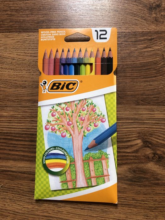 Kredki BIC Evolution Bezdrzewne Niełamliwe 12 kolorów