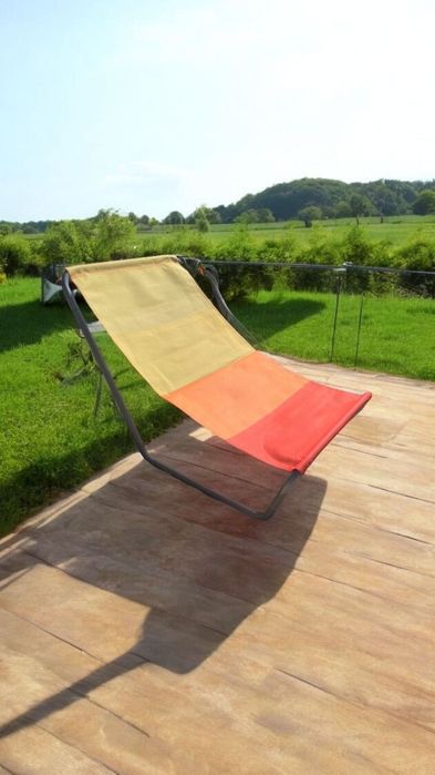 Leżak turystyczny rozkładany ogrodowy na balkon taras lekki mobilny