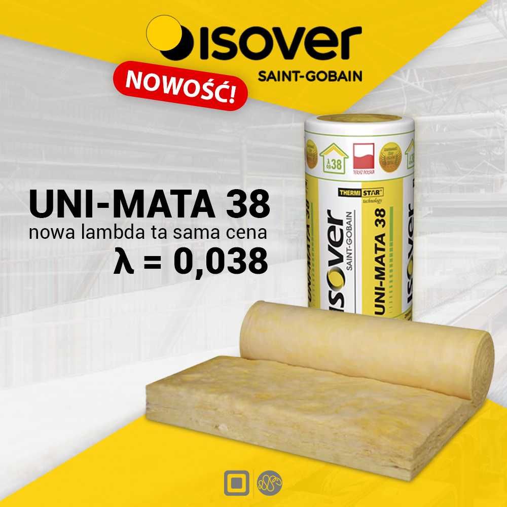 Wełna mineralna Isover Uni-Mata 038 gr. 200mm, rolka-4,56m2
