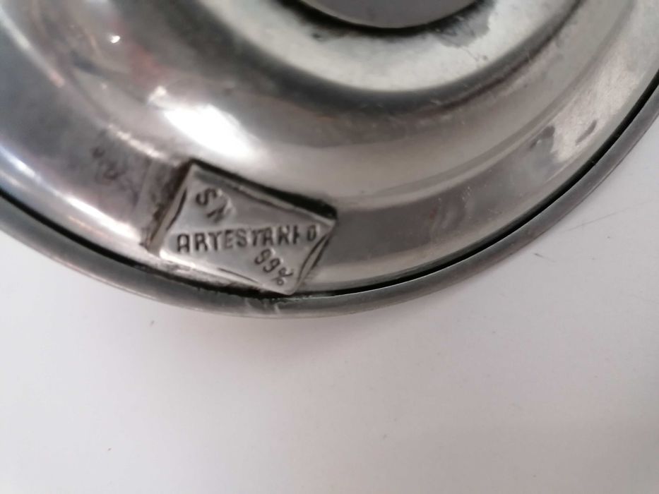 3 artigos: Taça prato cinzeiros castiçal em estanho 99%