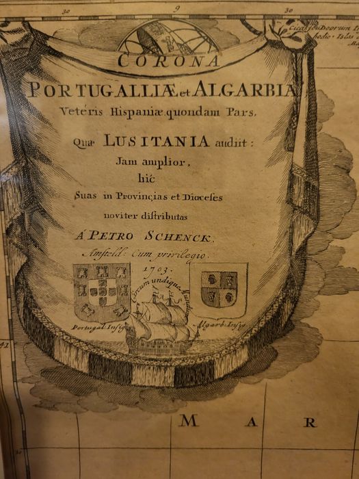 Mapa de Portugal 1703 - Original - Cartografia de A. PETRO SCHENCK